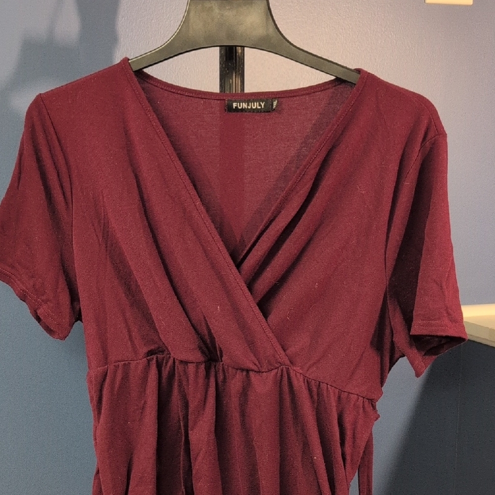 Women's Burgundy Wrap Top